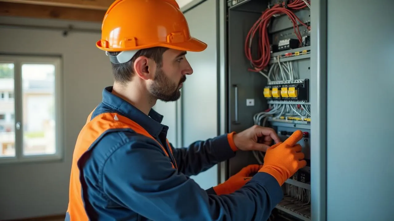 Professional electrician working on electrical panel in Vancouver